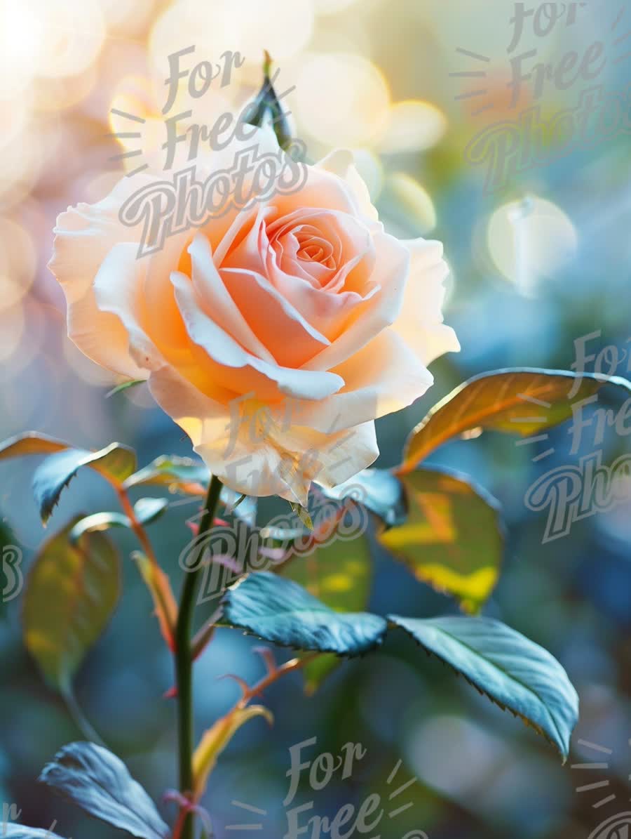 Beautiful Soft Peach Rose with Bokeh Background - Floral Elegance and Nature's Beauty