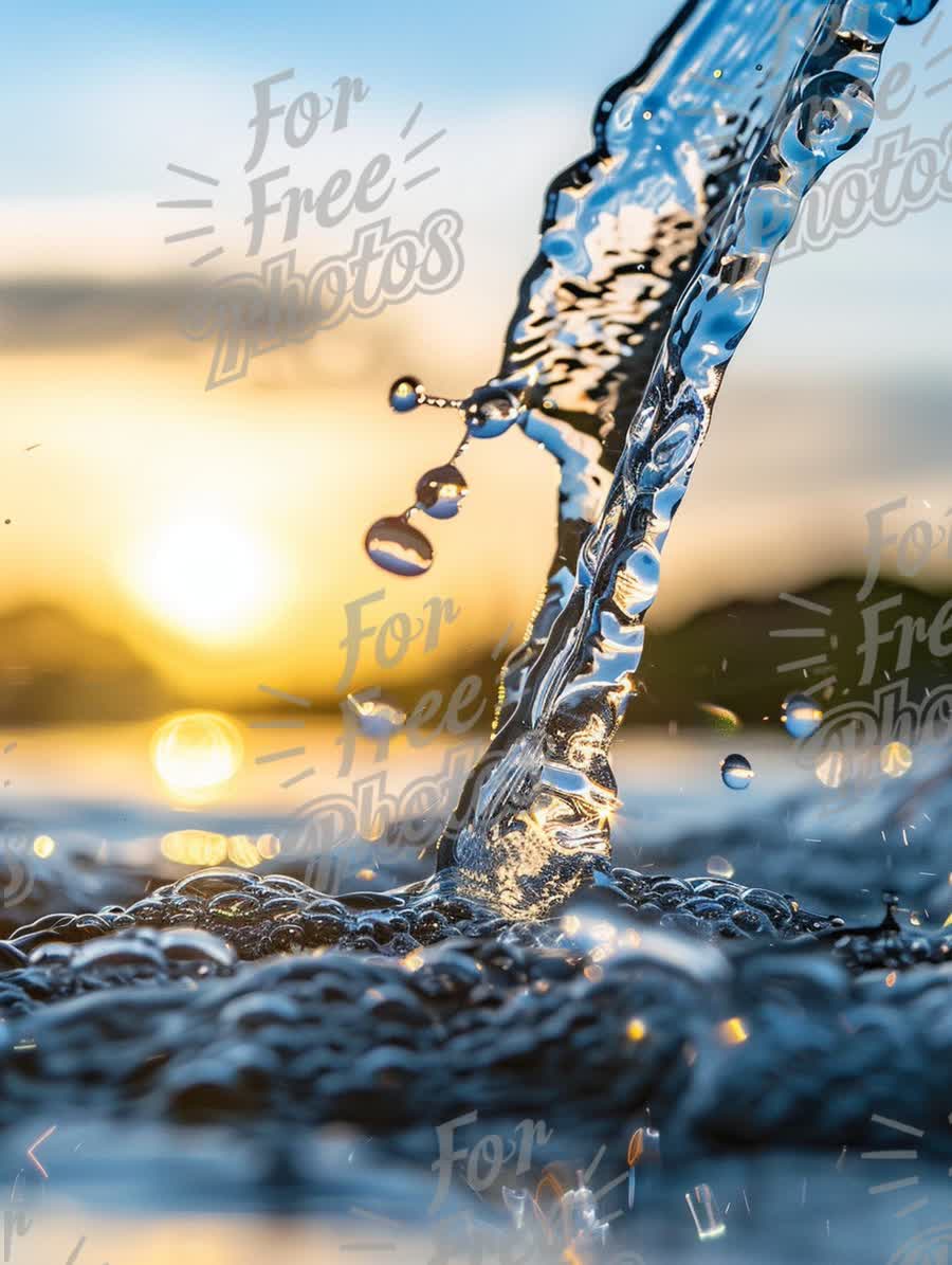 Crystal Clear Water Flowing at Sunset - Nature's Serenity and Refreshment