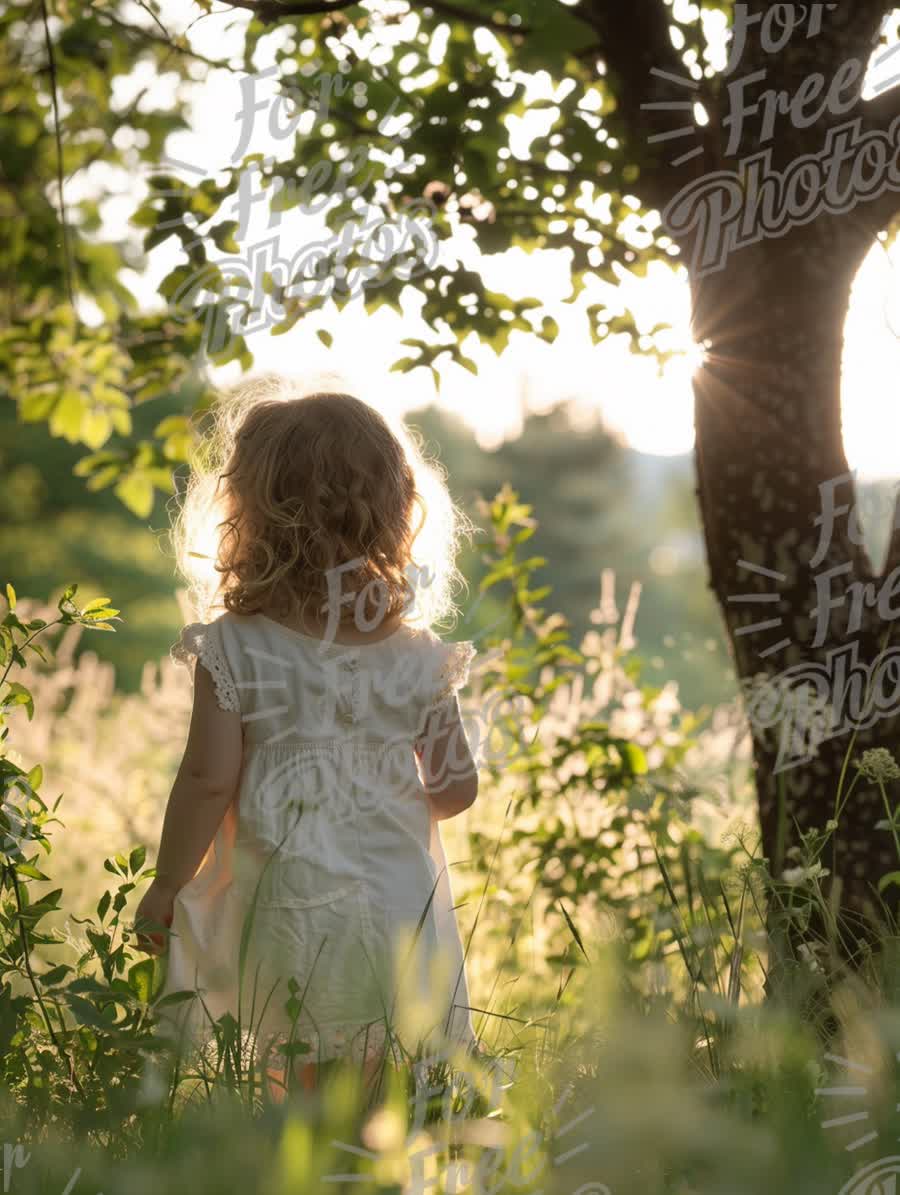 Enchanting Childhood Moments: Little Girl in Sunlit Nature