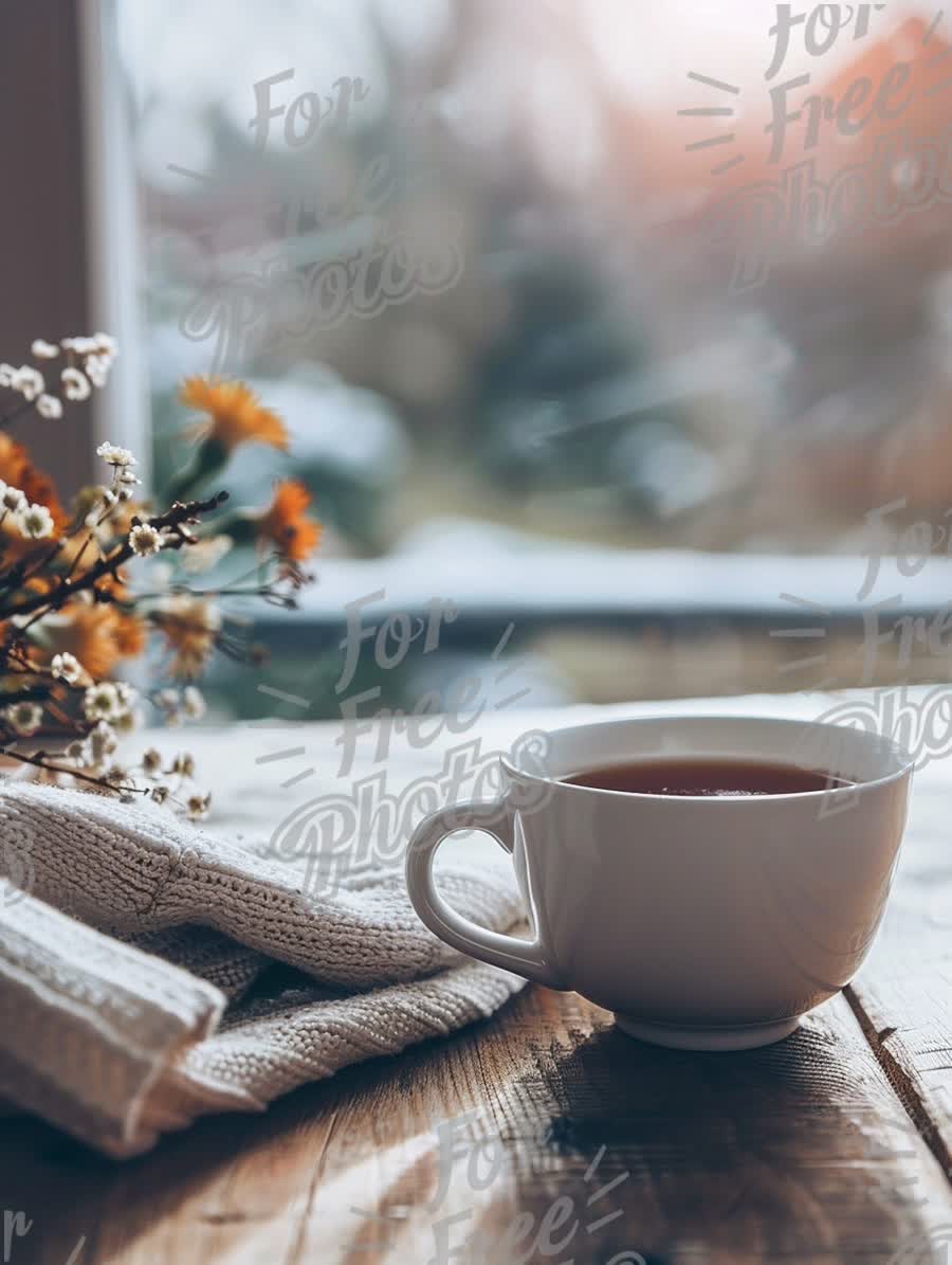 Cozy Morning Tea with Flowers and Natural Light