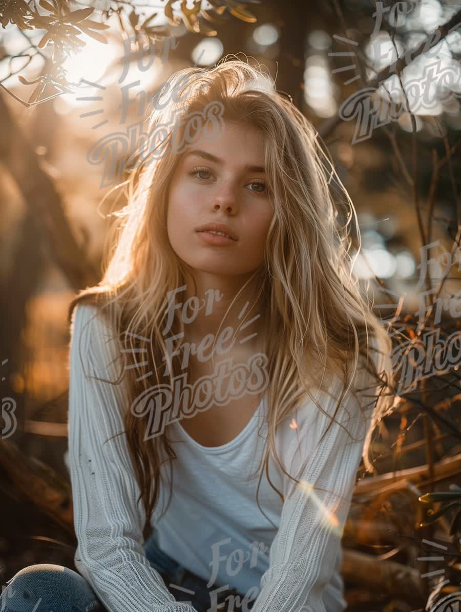 Natural Beauty Portrait in Golden Hour Light