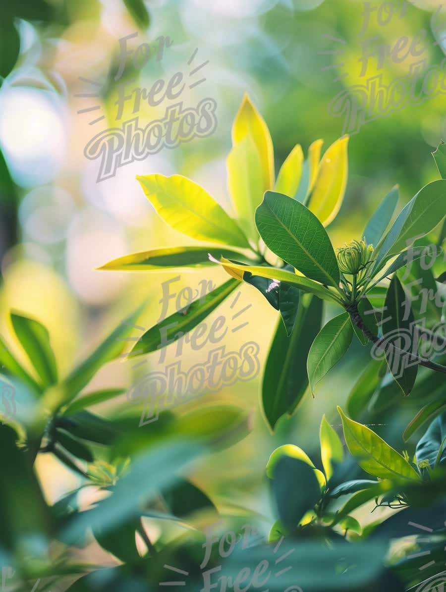 Vibrant Green Leaves with Soft Bokeh Background - Nature's Serenity