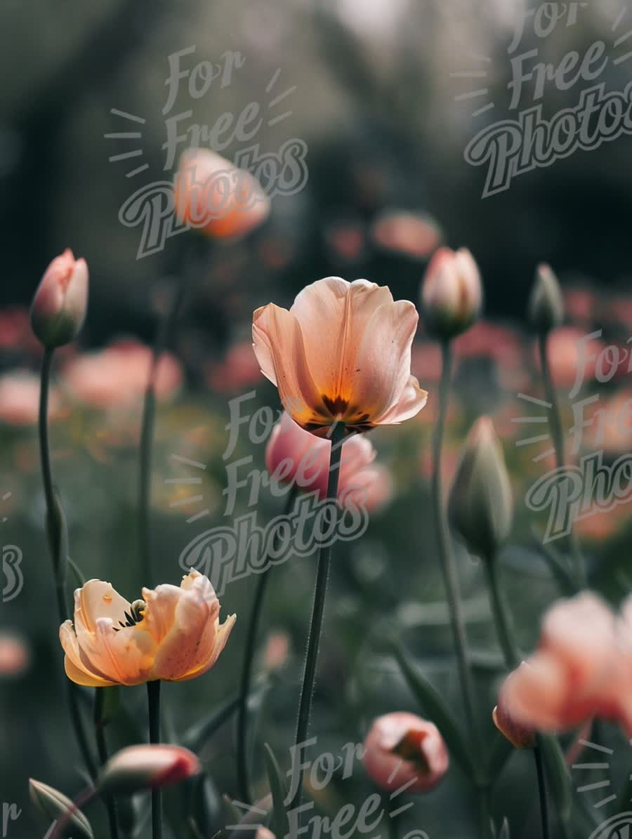 Delicate Pink Tulips in Bloom: Spring Floral Beauty