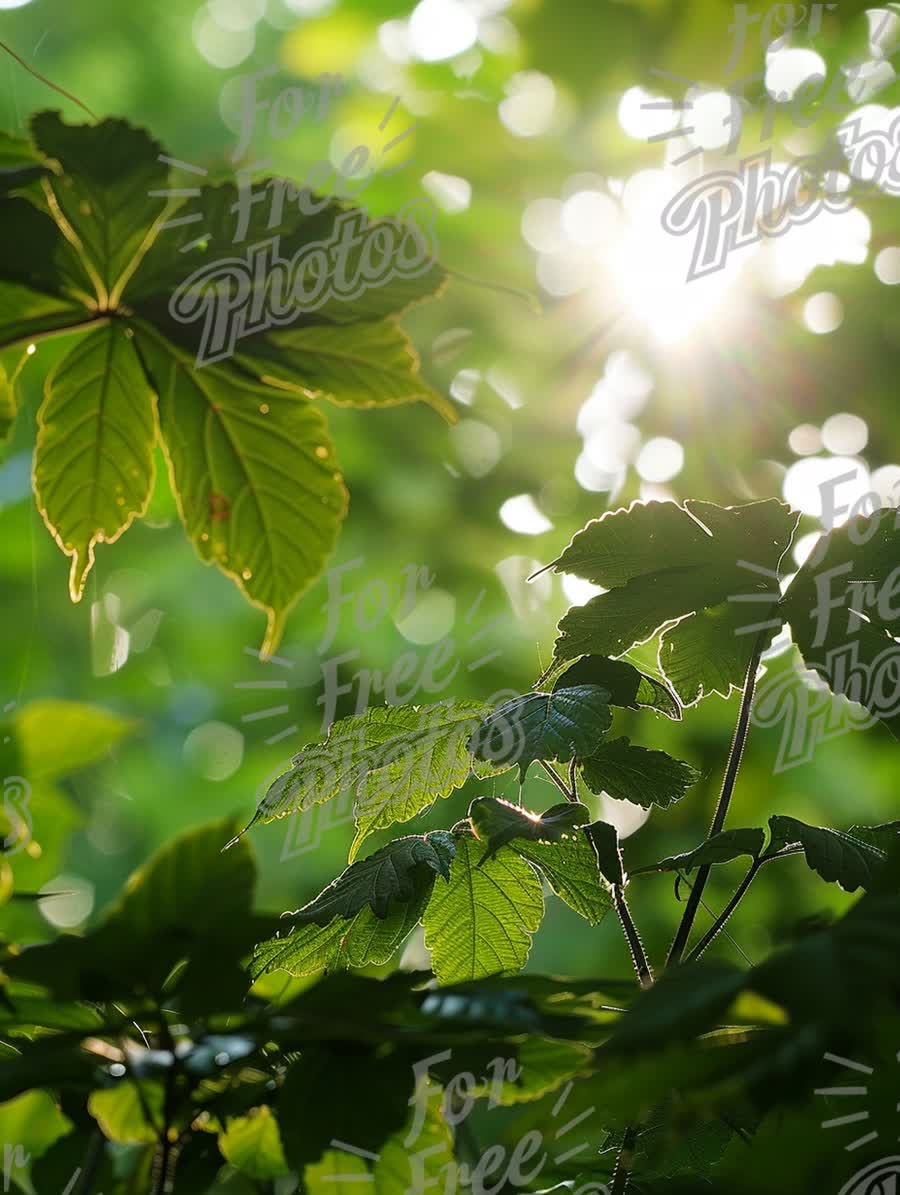 Sunlight Through Lush Green Leaves: Nature's Serenity and Freshness