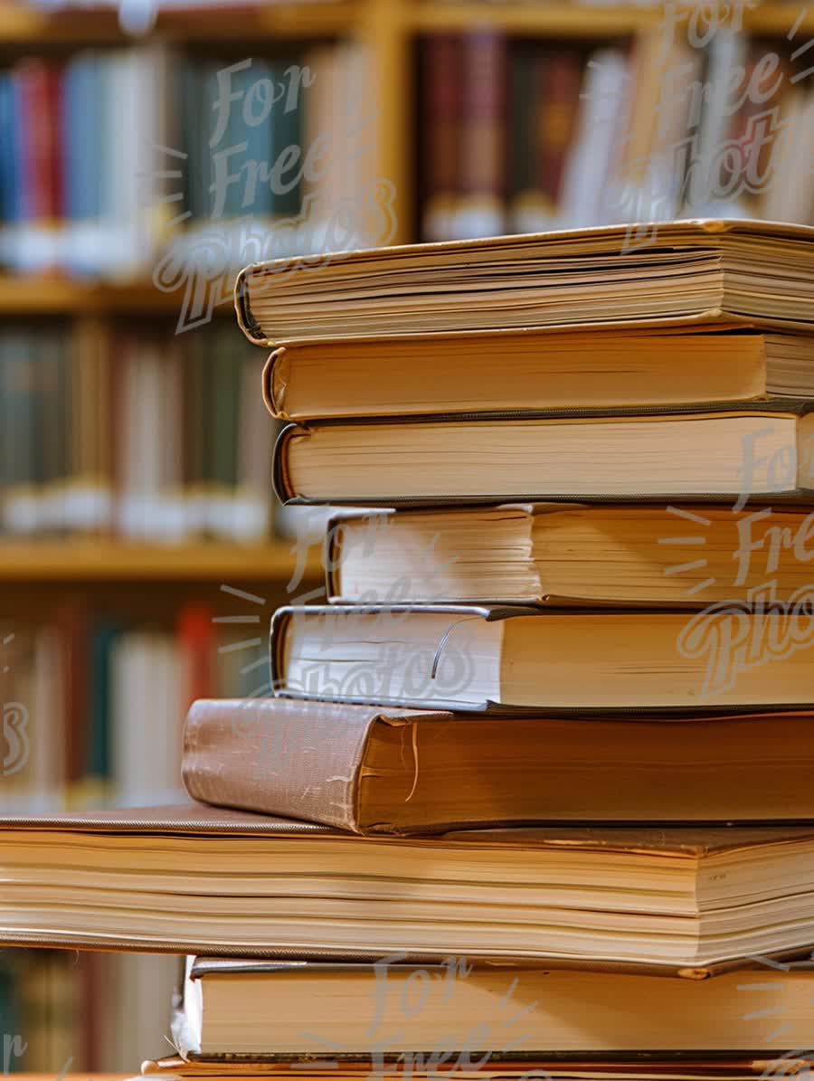 Stack of Books in a Library: Knowledge, Education, and Learning Resources