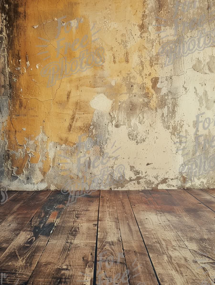 Textured Vintage Wall and Wooden Floor Background for Interior Design