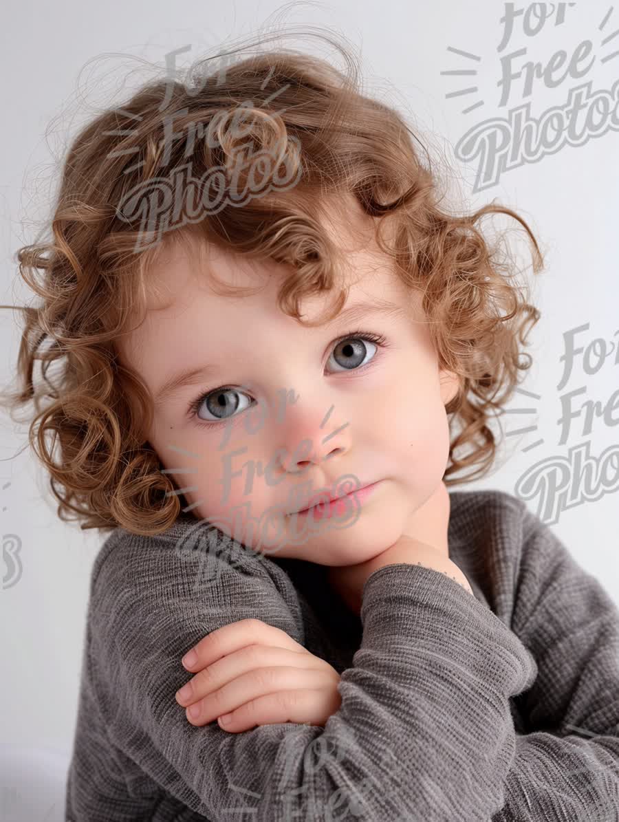 Adorable Child Portrait with Curly Hair and Expressive Eyes