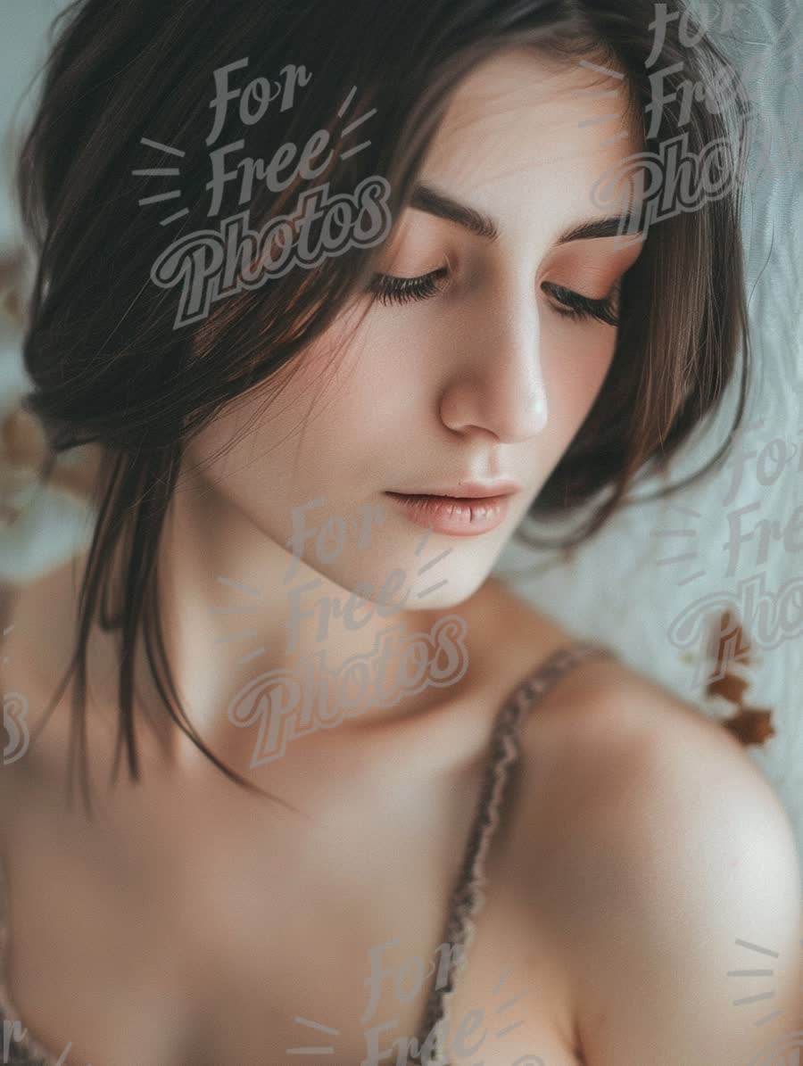 Serene Portrait of a Young Woman with Natural Beauty and Soft Lighting