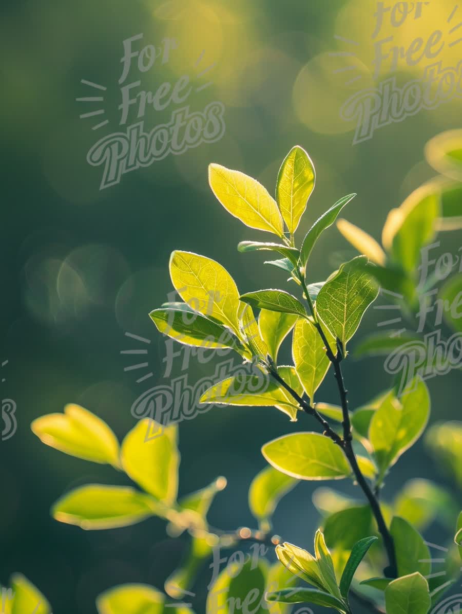 Sunlit Green Leaves with Bokeh Background - Nature Close-Up