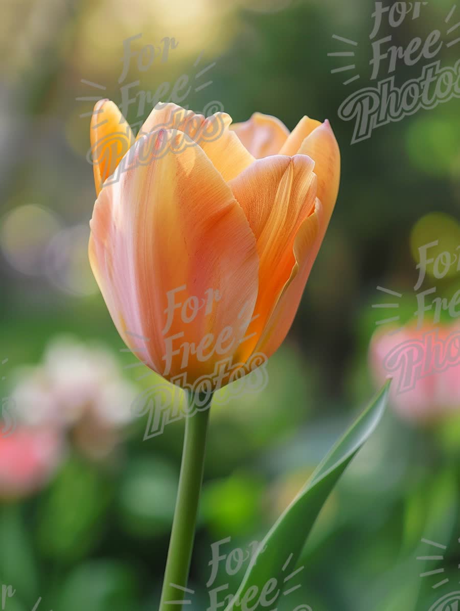 Beautiful Orange Tulip in Bloom - Spring Floral Background