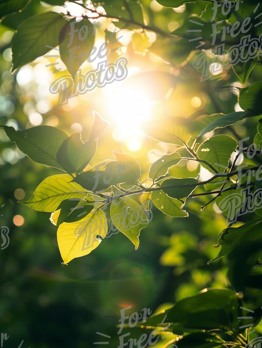 Sunlit Green Leaves in Nature: Freshness and Serenity