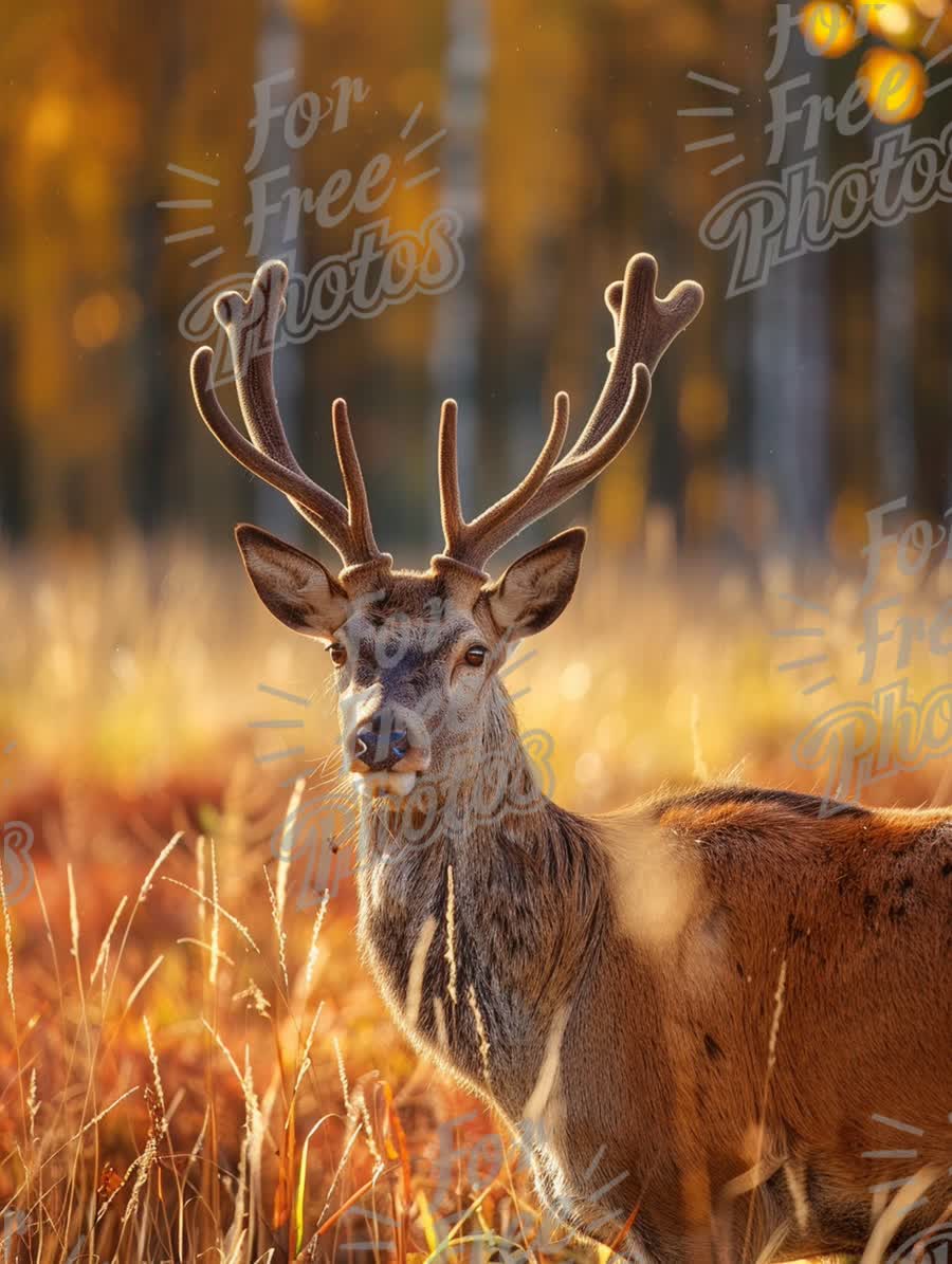 Majestic Stag in Autumn Landscape: Nature's Beauty and Wildlife