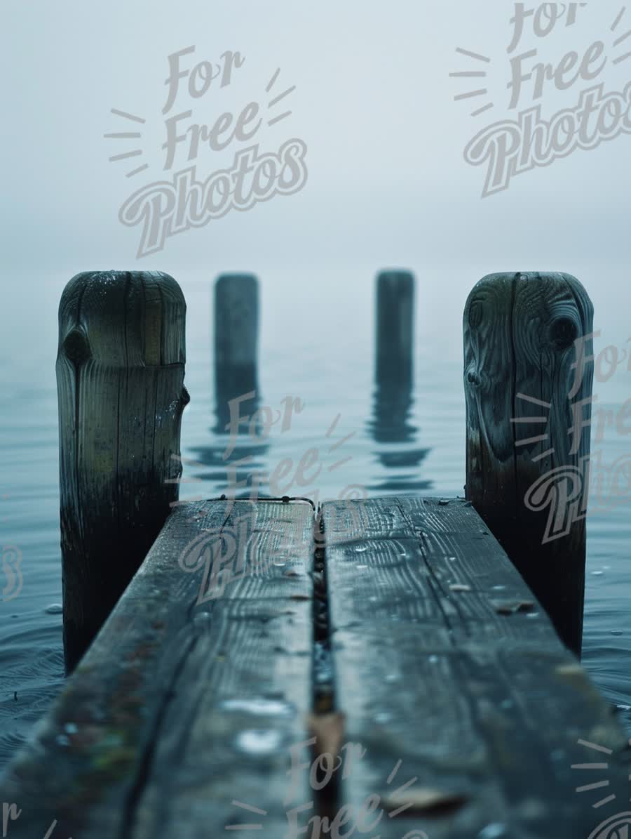 Tranquil Foggy Lake Dock at Dawn - Serene Water Reflection and Nature Escape