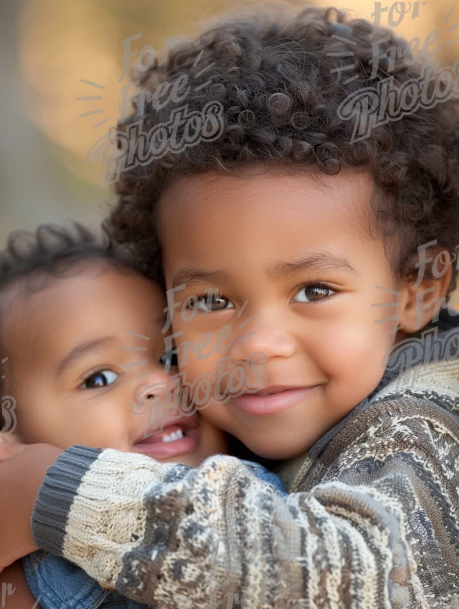 Joyful Sibling Embrace: Cherished Moments of Childhood Happiness