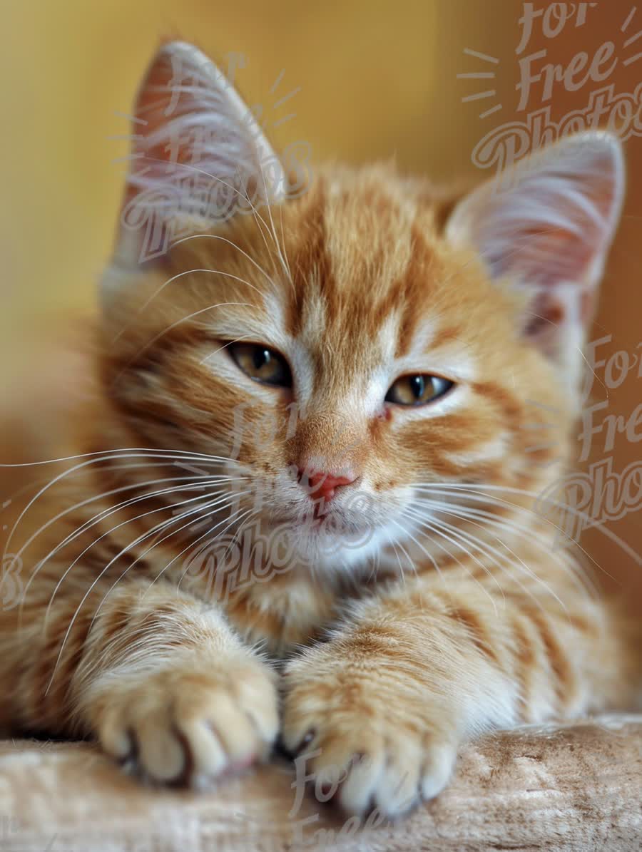 Adorable Orange Tabby Kitten Close-Up with Soft Focus