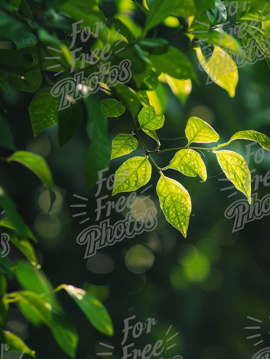 Vibrant Green Leaves with Sunlight Highlights in Nature