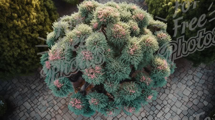 Vibrant Top View of Unique Ornamental Shrubs in a Garden Landscape