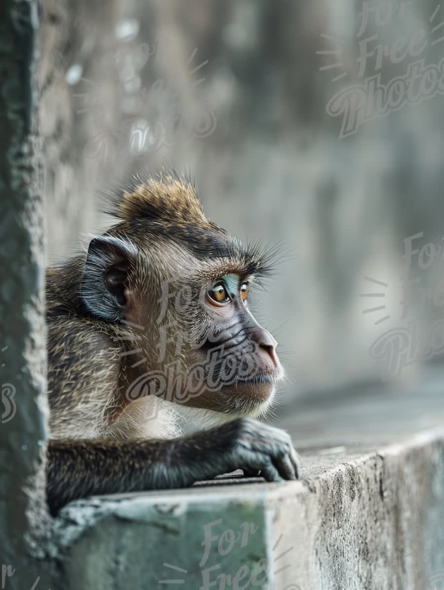 Thoughtful Monkey Portrait: Captivating Wildlife Close-Up