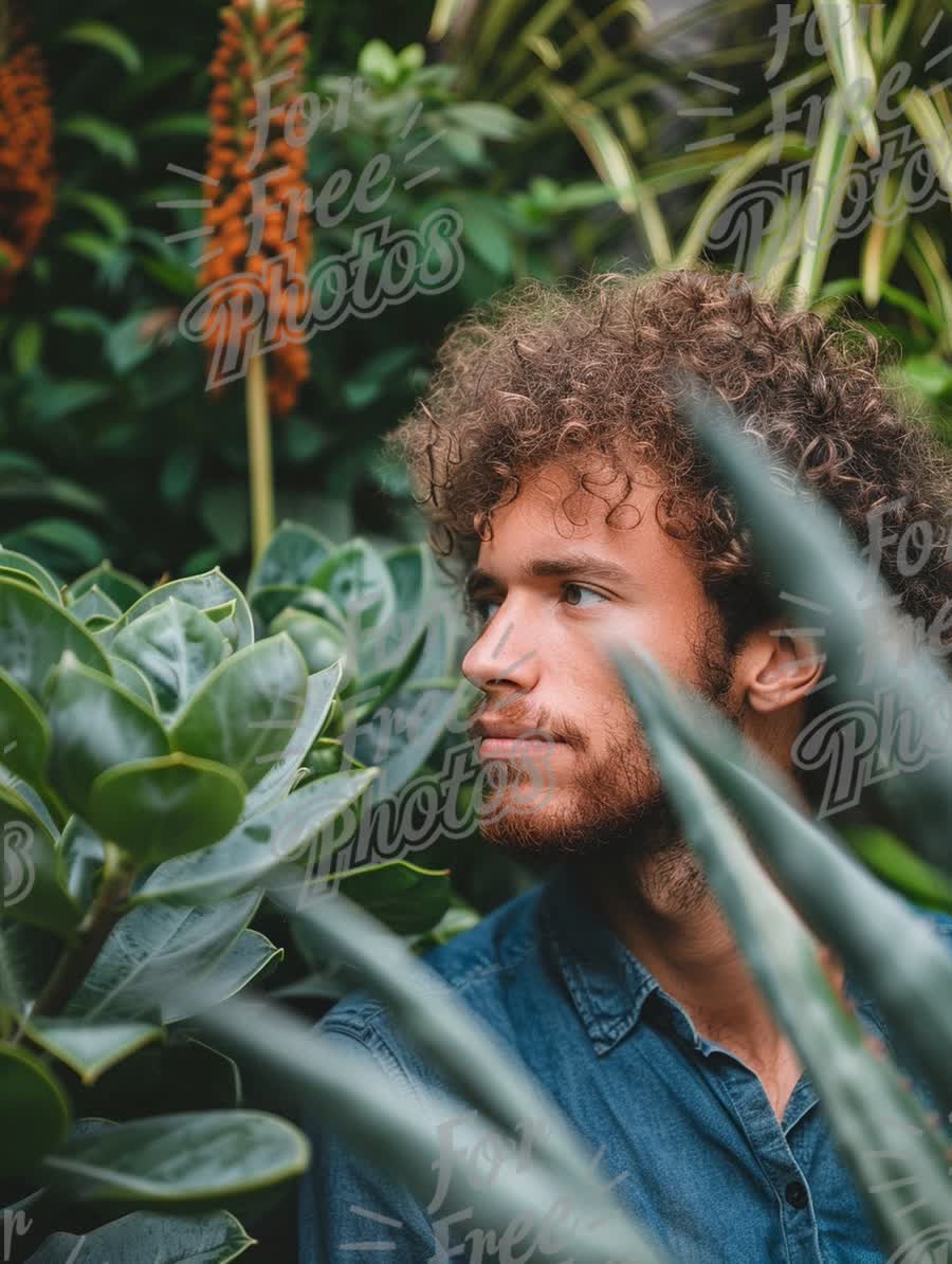 Man in Lush Greenery: Nature, Relaxation, and Serenity