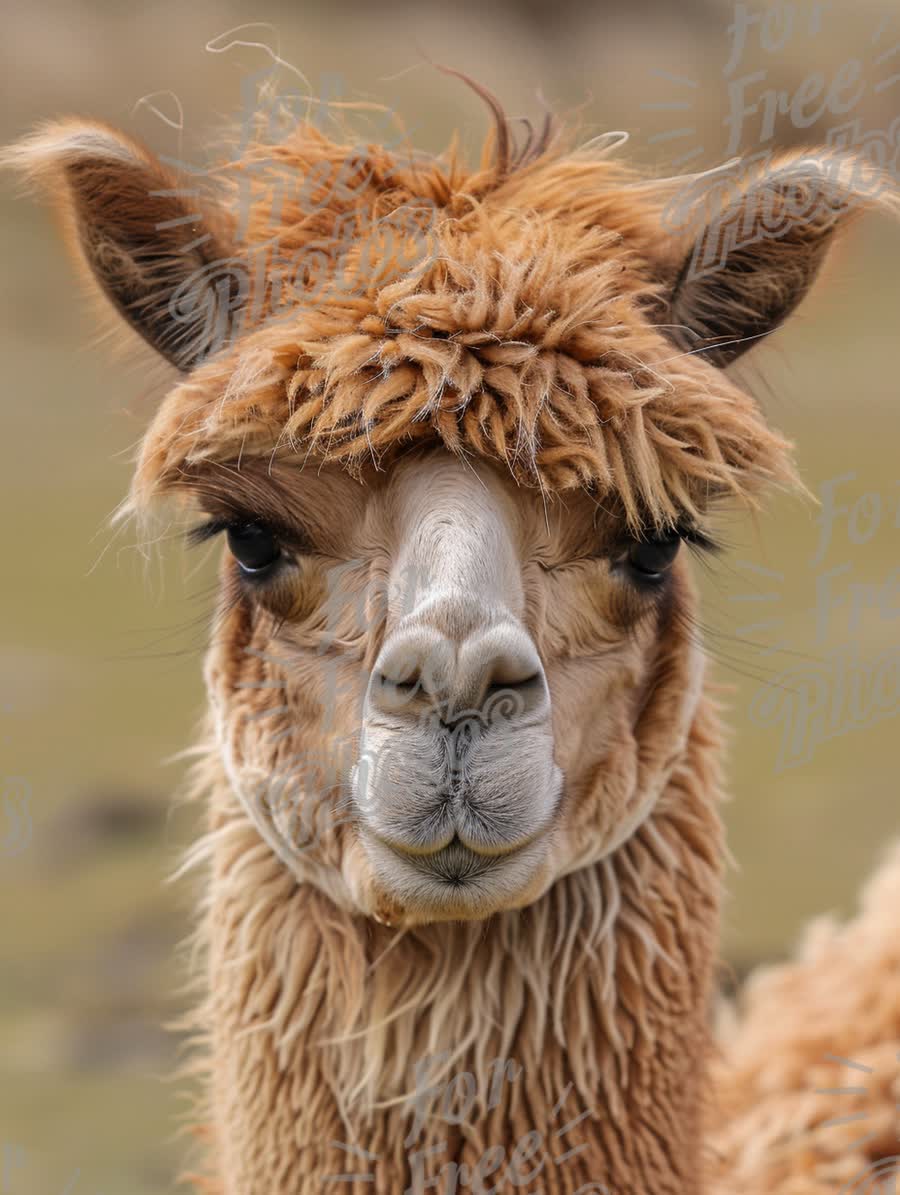 Close-Up of a Cute Alpaca with Fluffy Fur in Natural Habitat