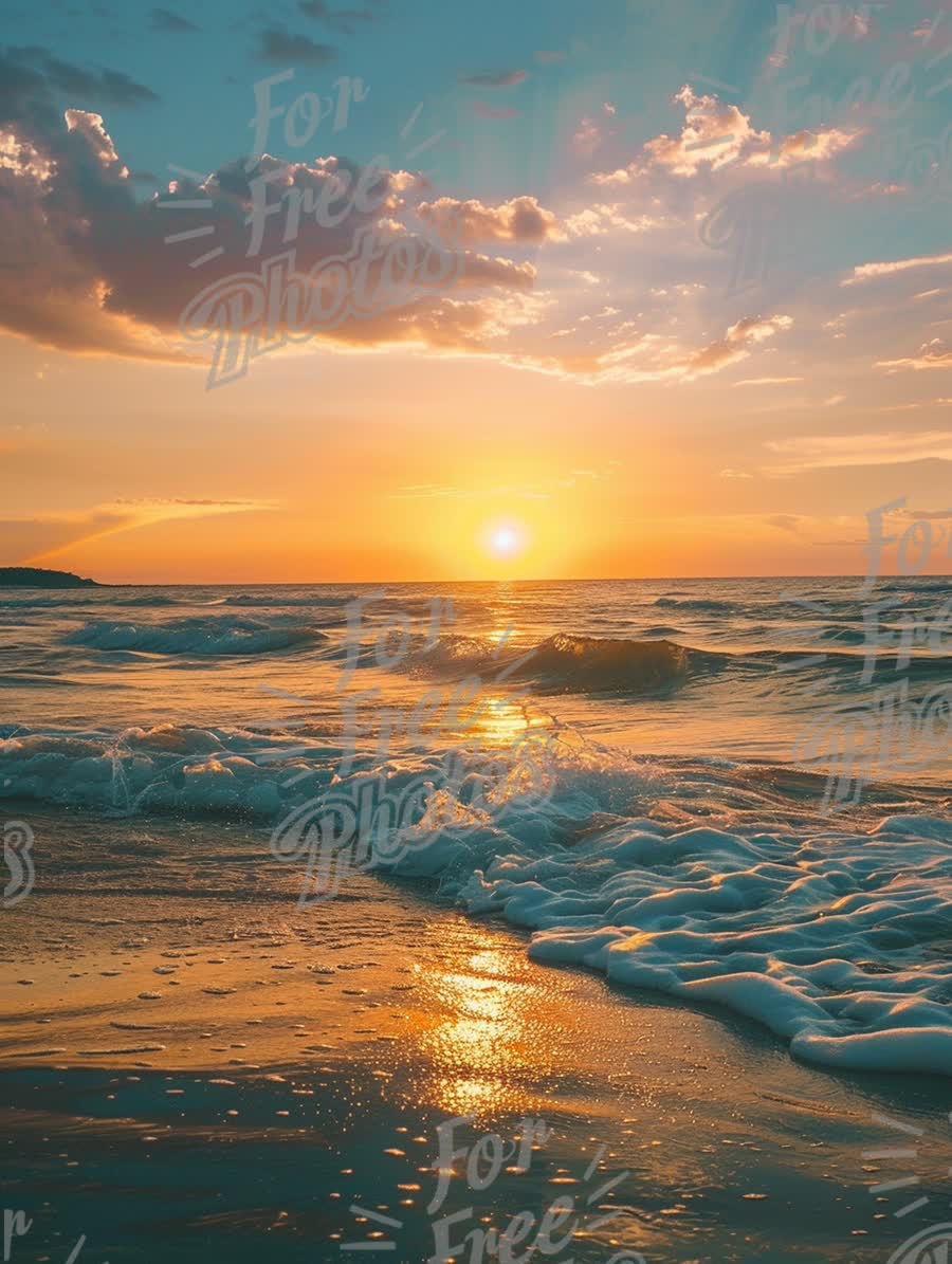 Serene Sunset Over Tranquil Ocean Waves