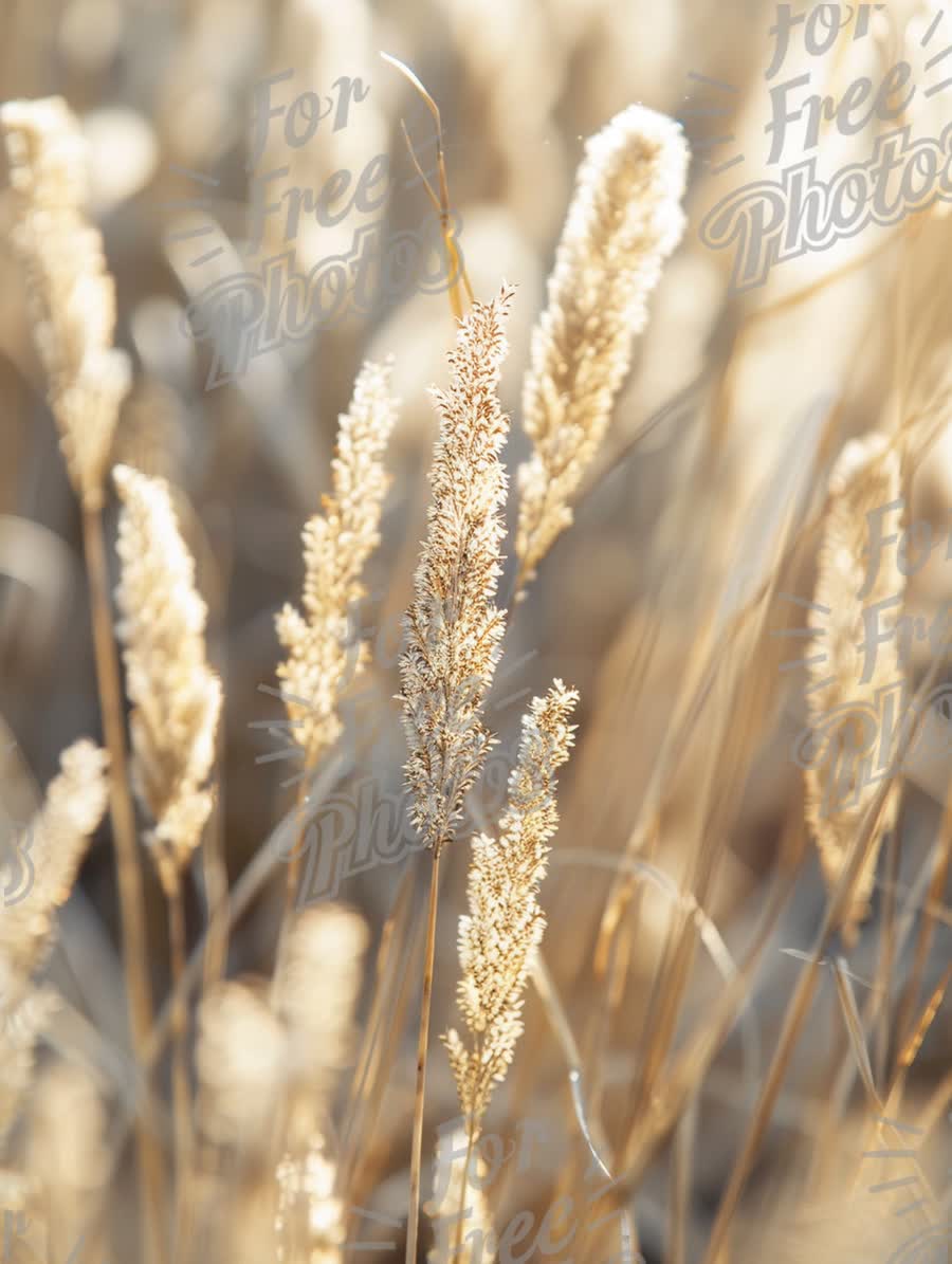 Golden Grass Blades in Soft Natural Light - Serene Nature Background