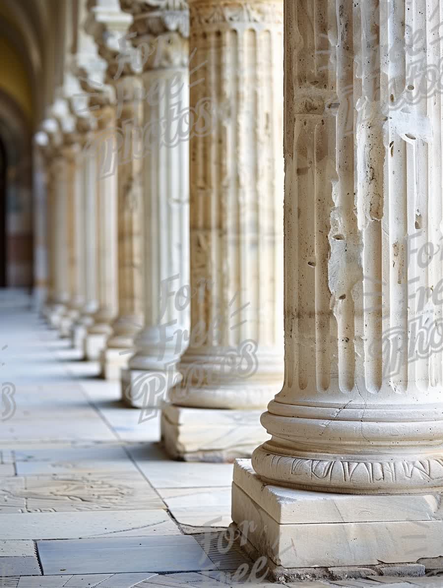 Elegant Architectural Columns in Historic Corridor