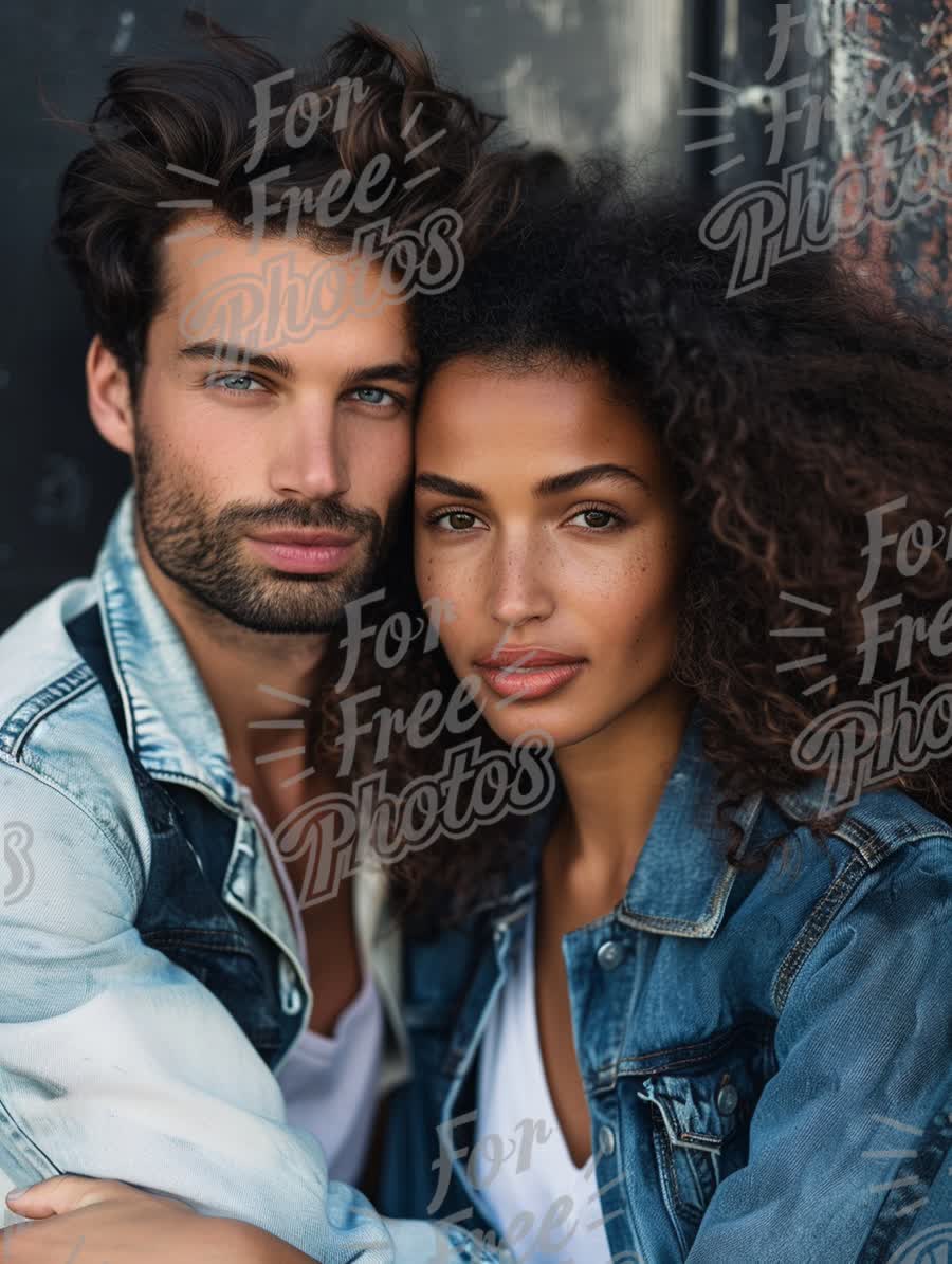 Stylish Couple Portrait in Denim Fashion - Modern Love and Connection