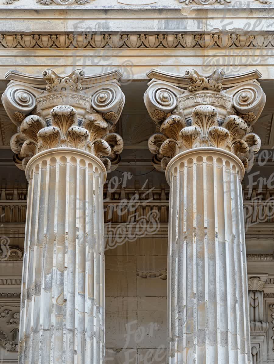 Elegant Classical Architecture: Ornate Corinthian Columns and Historical Detail