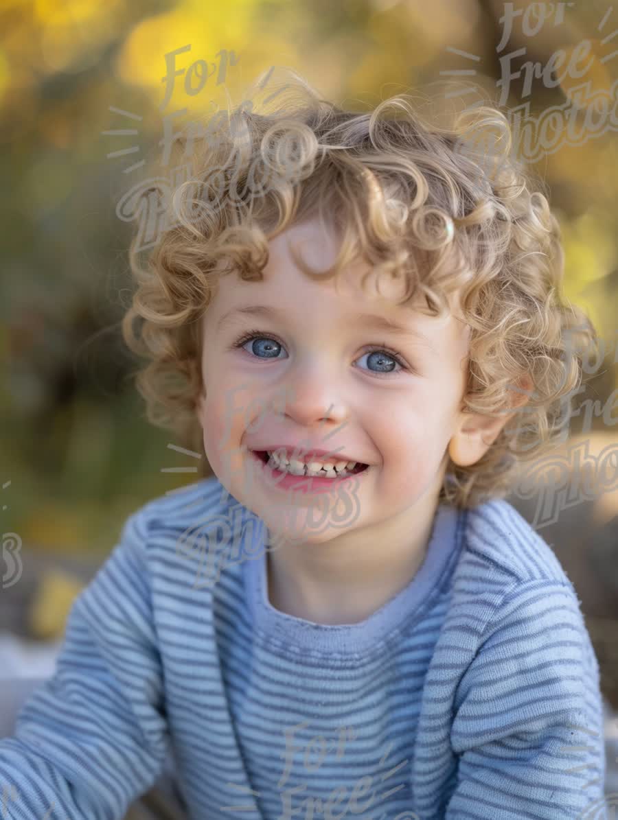 Joyful Child with Curly Hair in Nature - Happy Kids Portrait