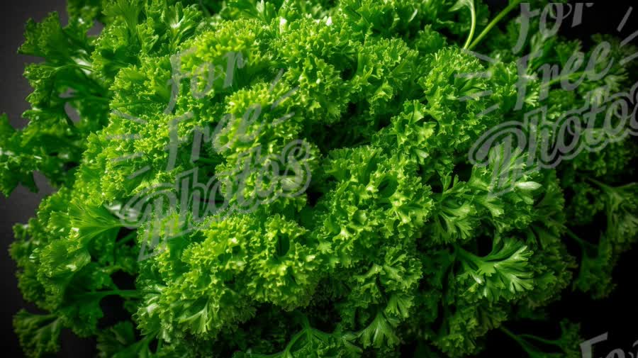 Fresh Curly Parsley Herb Close-Up on Dark Background for Culinary Use