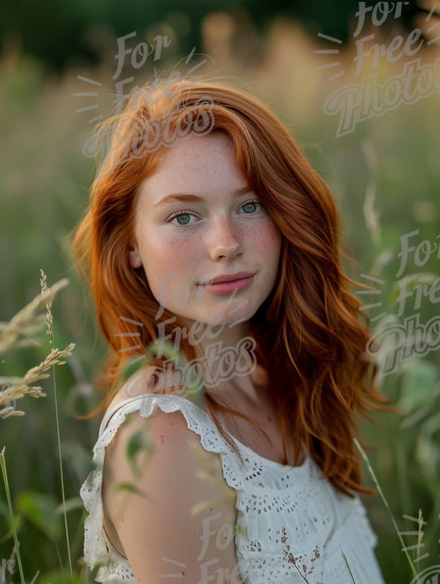 Natural Beauty: Portrait of a Young Woman in a Sunlit Field