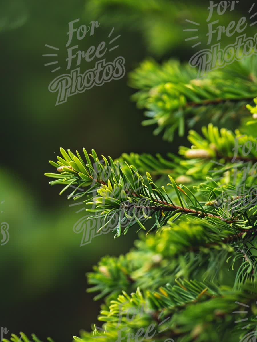 Close-Up of Fresh Green Pine Needles in Natural Forest Setting