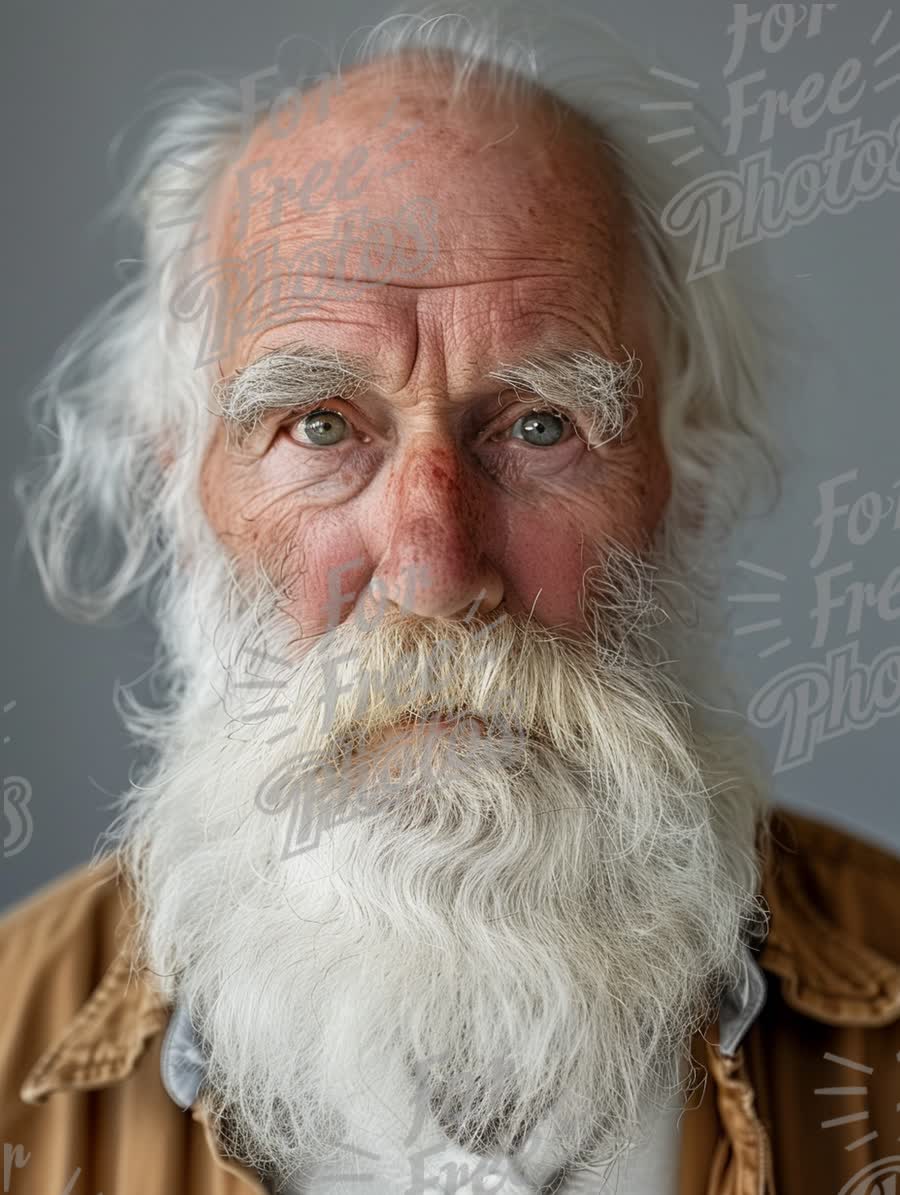 Wise Elderly Man with White Beard and Intense Gaze - Portrait of Experience and Wisdom