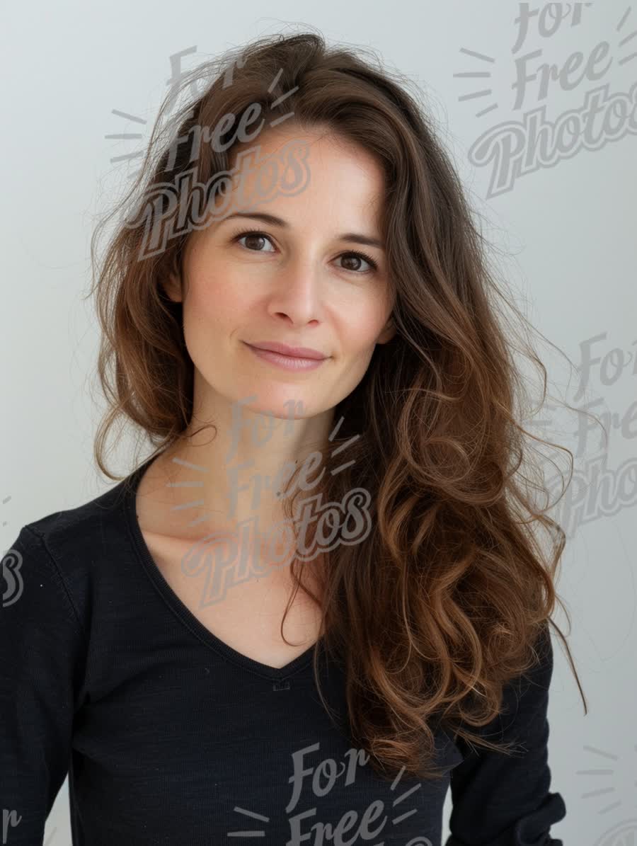 Natural Beauty Portrait of a Young Woman with Long Wavy Hair