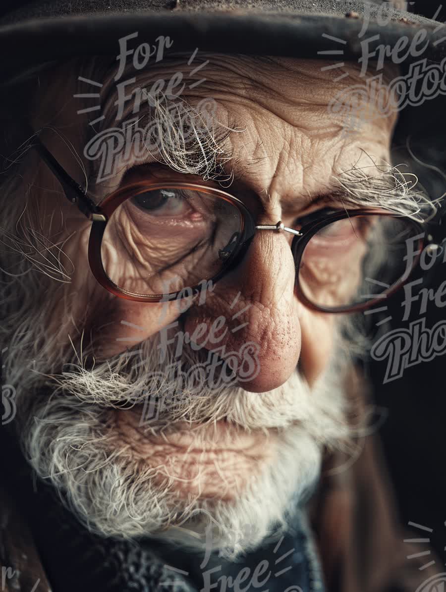 Wise Elderly Man with Distinctive Glasses and Expressive Features