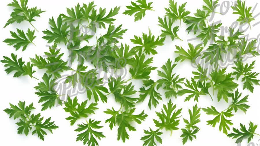 Fresh Green Parsley Leaves on White Background for Culinary and Health Themes