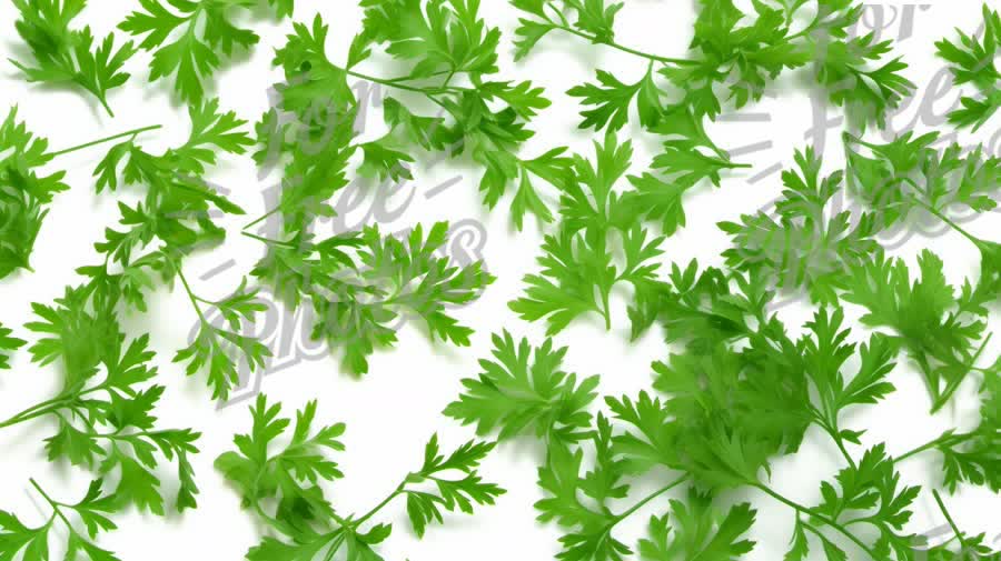 Fresh Cilantro Leaves on White Background - Culinary Herbs, Cooking Ingredients, Organic Food