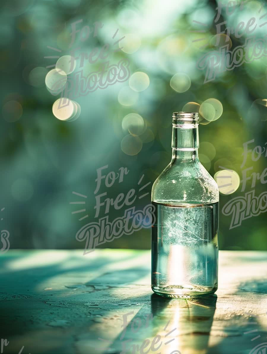 Crystal Clear Water Bottle with Soft Bokeh Background - Refreshing Nature Concept