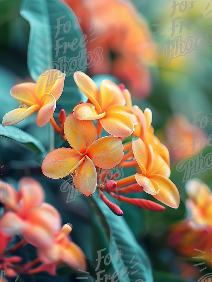 Vibrant Tropical Plumeria Flowers in Bloom - Nature's Beauty and Serenity