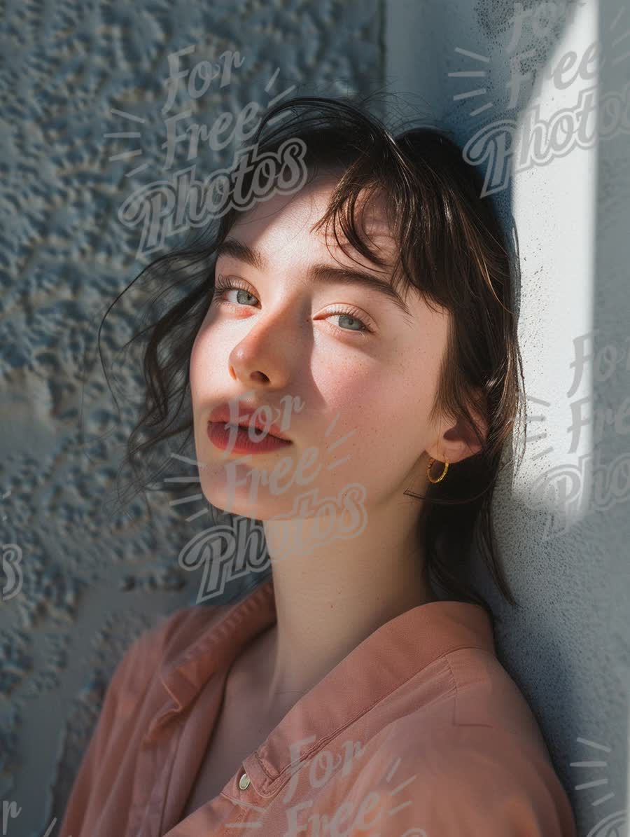 Natural Beauty Portrait with Soft Lighting and Textured Background