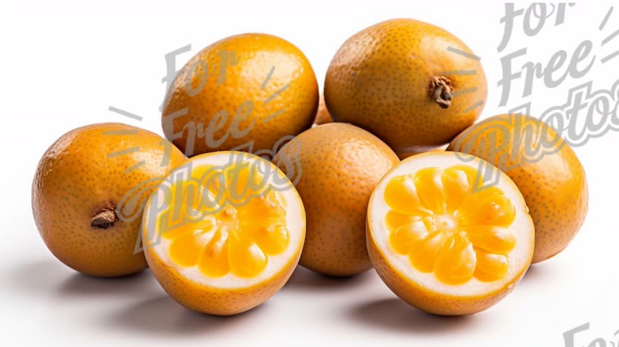 Fresh and Juicy Yellow Passion Fruit on White Background