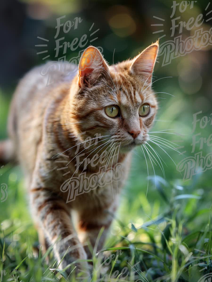 Curious Ginger Cat Exploring Nature in Soft Focus