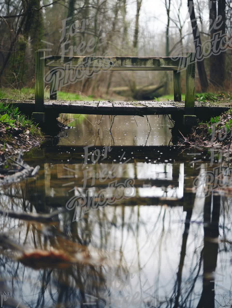 Tranquil Wooden Bridge Over Serene Water Reflection in Nature