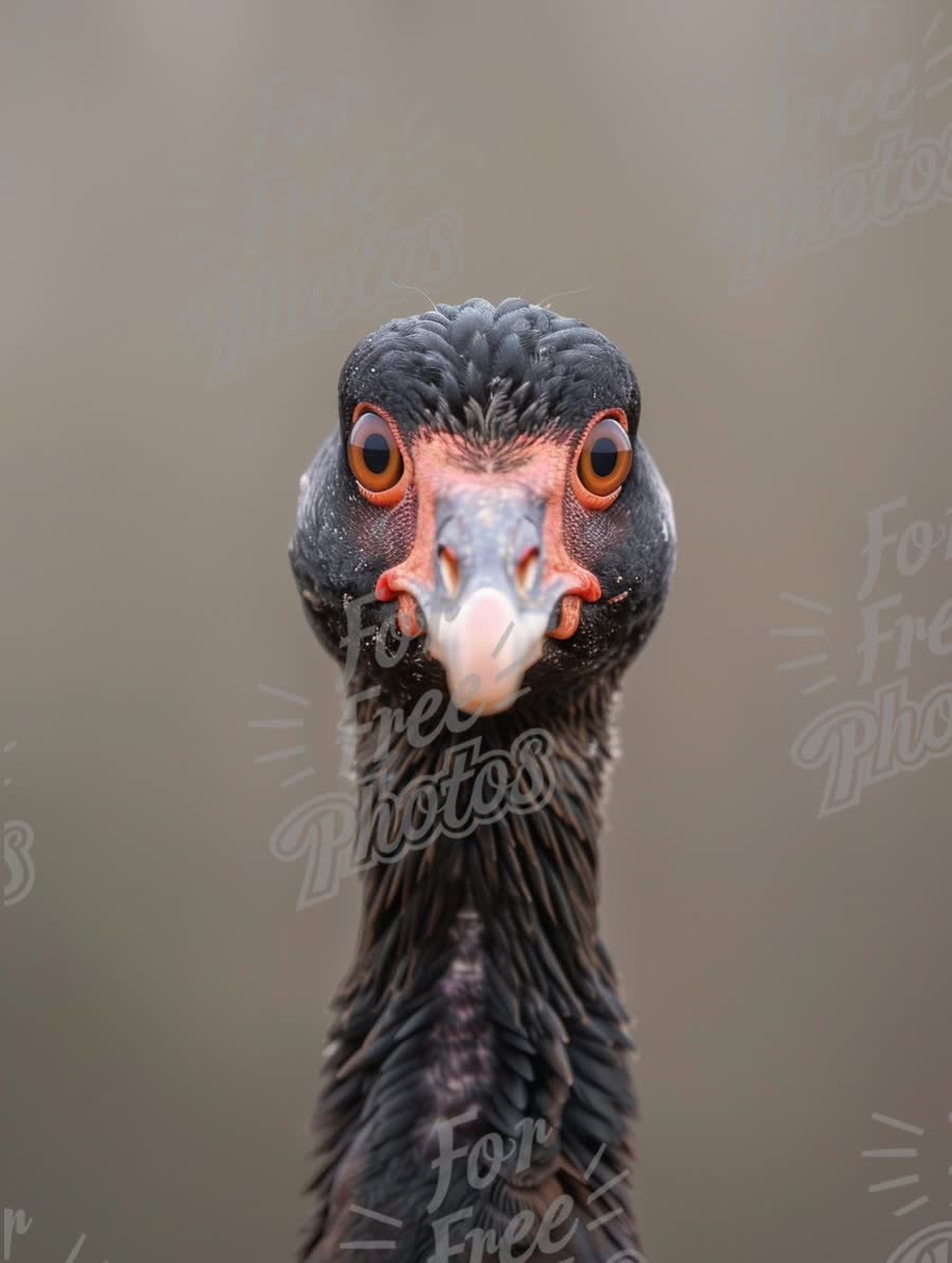 Close-Up of a Majestic Black Bird with Striking Features