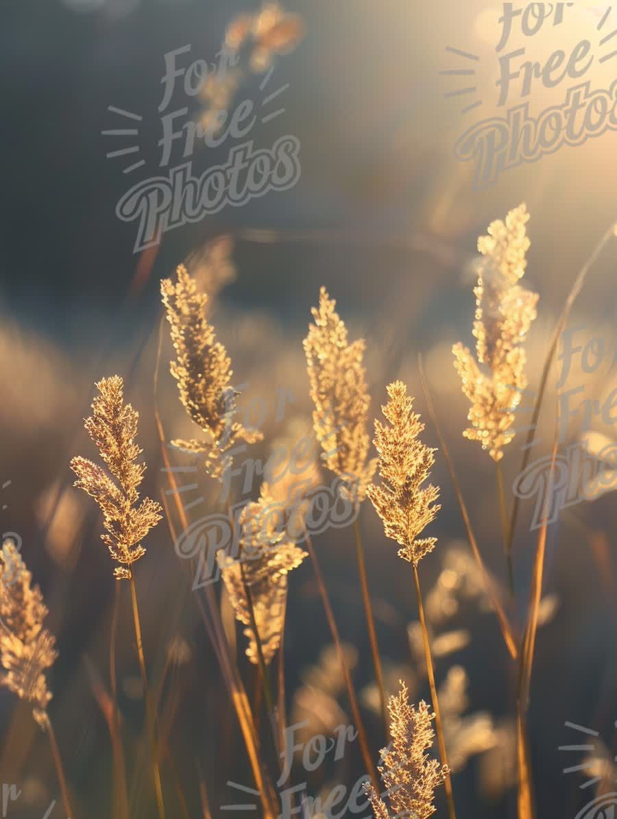 Golden Sunlit Grass: Nature's Serenity and Warmth in Soft Focus