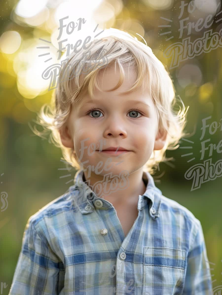 Charming Young Boy with Blonde Hair in Nature - Childhood Innocence and Joy