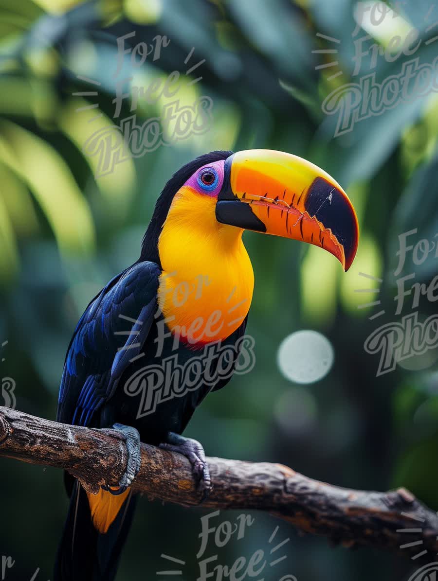 Vibrant Toucan Perched on a Branch in Lush Tropical Setting