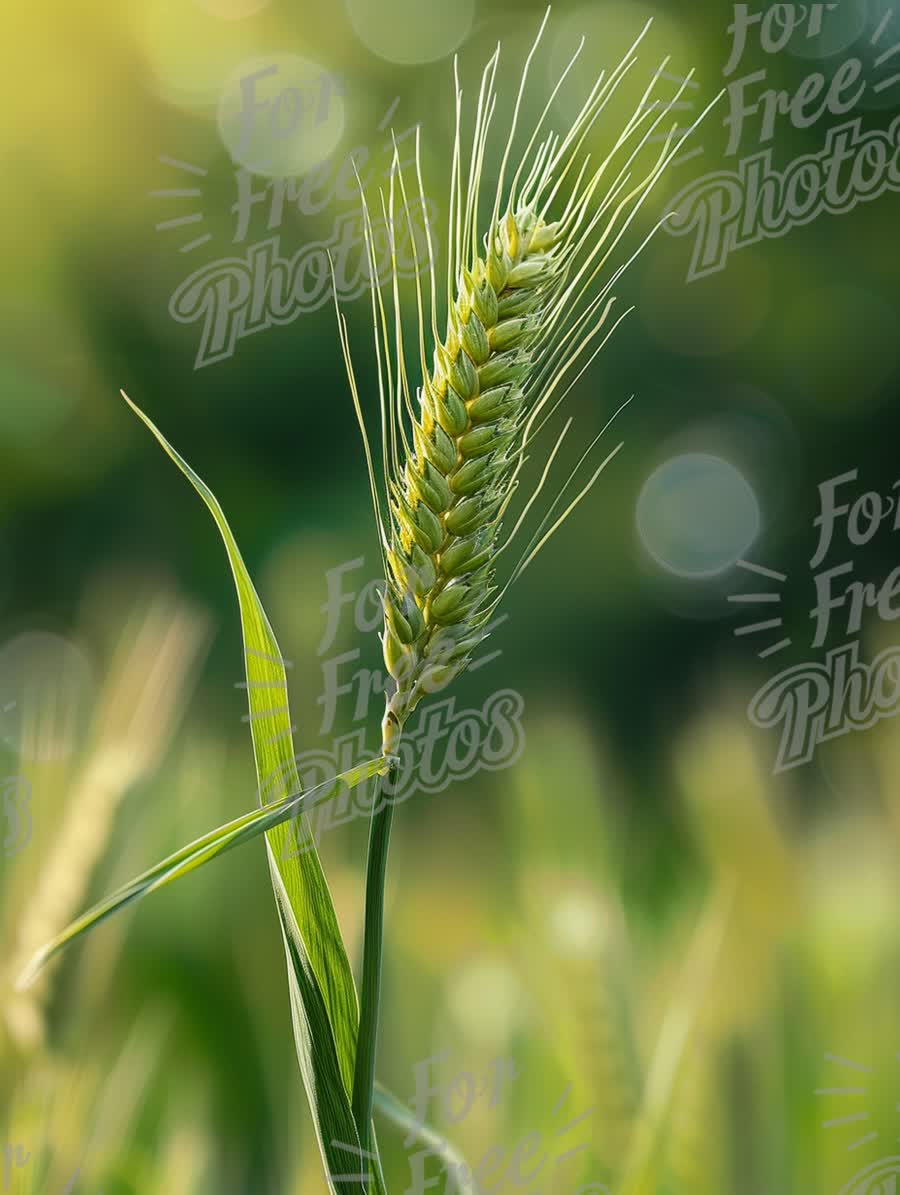 Close-Up of Wheat Spikelet in Sunlit Field - Agriculture and Nature Background