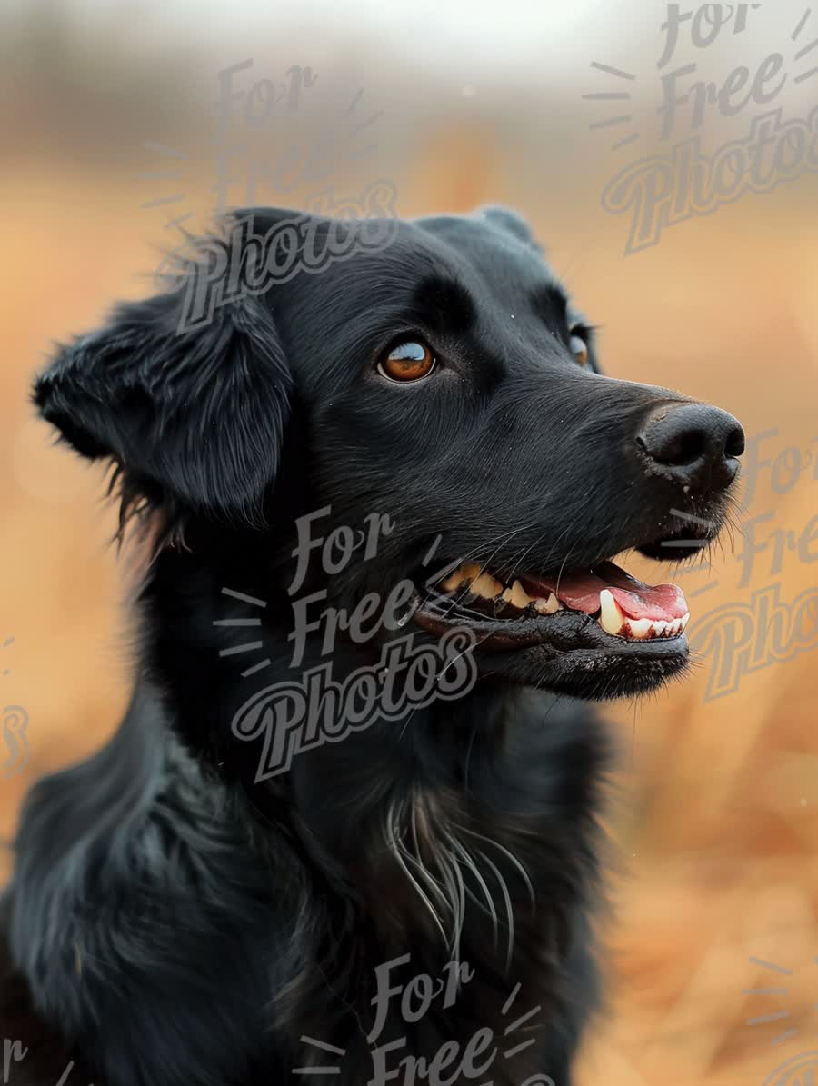 Happy Black Dog Portrait in Nature - Joyful Canine Companion